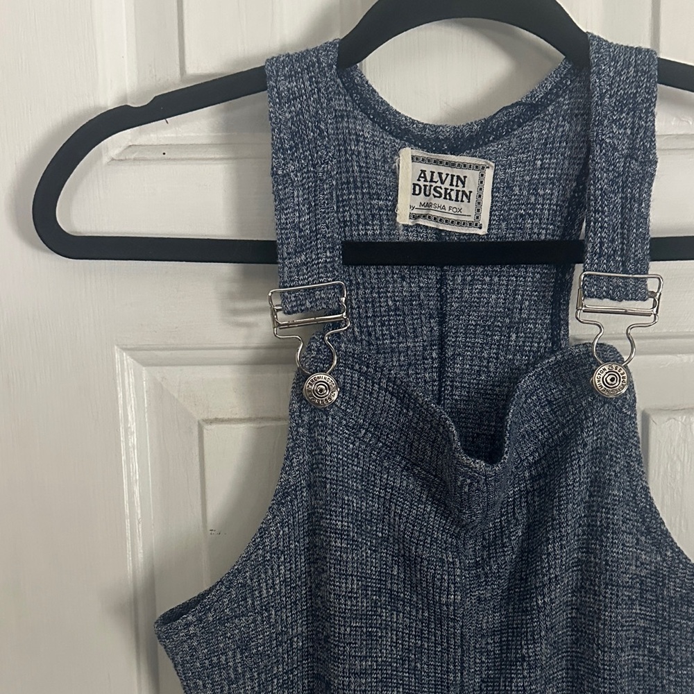 Casual knit blue heather overall jumpsuit